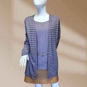 L. L. Martin Vintage Open Cardigan with Built-in Tank Pretty Purple Sz 16 Misses